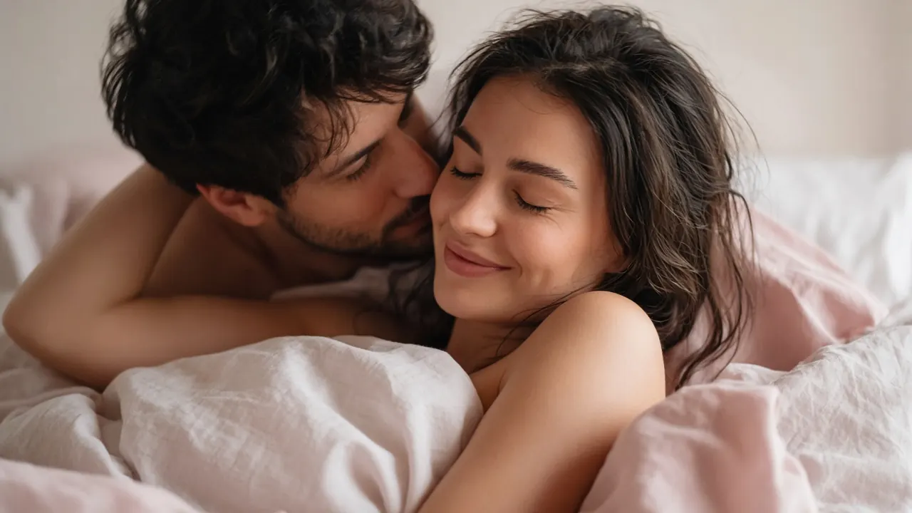 Verliebtes Paar kuschelt im Bett (Symbolbild)